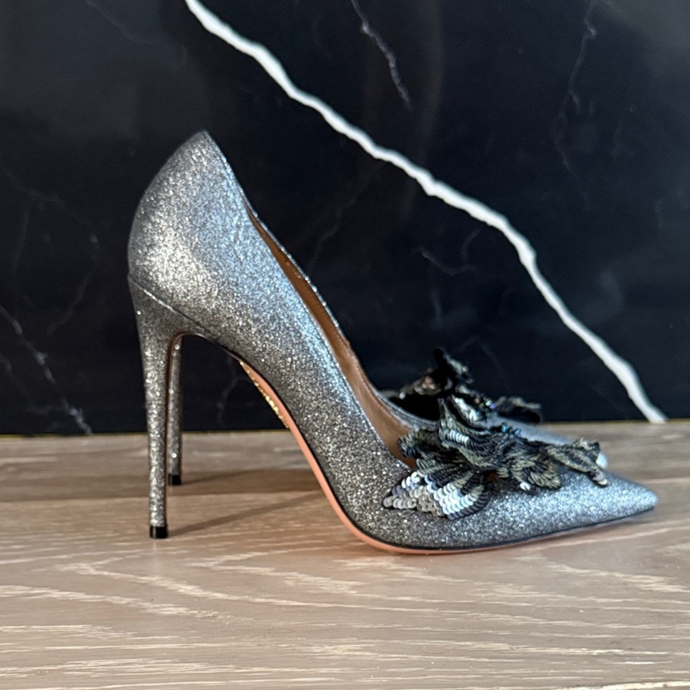 Aquazzura Glittering Silver Heels